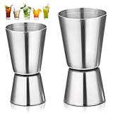 2 Stück Cocktail Messbecher,Barmaß aus Edelstahl Spirituosen Messbecher,25/50 ml und 15/30 ml Doppelmaß Messbecher Cocktail, Spirit Measure Cup für Bar Party Wein Cocktail Drink Shaker