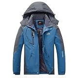 Generisch Skijacke-Herren-Schwarz, Skijacke Herren Atmungsaktiv Wanderjacke Snowboardjacke Mit Kapuze Warm Winterjacke Outdoorjacke Winddicht Thermojacke Skianzug Wasserdicht Mantel