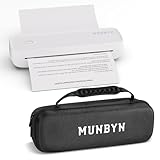 MUNBYN Mobiler Drucker Bluetooth Thermodrucker A4 mit Aufbewahrungstasche, 203DPI Inkless Printer Kompatibel mit Android & iOS für Handy & Laptop, Unterstützt 210x297mm A4 Thermopapier, ITP04 Weiß