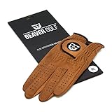 BEAVER GOLF Herren Golf Handschuh braun - Premium Cabretta-Leder - maximale Qualität - nachhaltig - Handarbeit (L, Links (Rechtshänder))