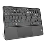 Fintie Kabellose Bluetooth Tastatur mit Touchpad, Tablet Tastatur Deutsch Layout für iPad, Samsung Tablets, iPhone, Smartphone, iOS, Android-Tablets, Schwarz