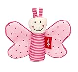 Sigikid Greifling Schmetterling, RedStars Babyspielzeug mit Knisterfolie: greifen, entdecken, spielen, für Babys ab Geburt, Art.-Nr. 42834, pink-rosa, 9x12x2 cm