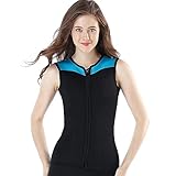 RUIZE Frauen Elastische Neoprenweste, 3mm Neopren ärmellose Front Zip Tauchen Anzug, für Tauchen Surfen Schnorcheln Schwimmen,Schwarz,L