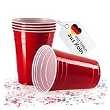 Vivaloo Partybecher 50 Stück - 473 ml Plastikbecher wiederverwendbar - Original American Red Cups - Partybecher Hartplastik Becher - Party Becher - Plastik Becher Party - Getränkebecher - Becher Party