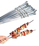 BBQ Edelstahl Grillspieße für Fleisch und Gemüse (10 St/50cm) Extra stark 2mm, Fleischspieße, Schaschlikspieße, BBQ-Spieße, Skewers, Schaschlik, Kebap, 40/50/60 L cm