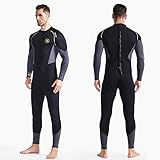 ZCCO Herren Neoprenanzug Ultra Stretch 1,5 mm Neopren Badeanzug, Ganzkörper-Tauchanzug mit Reißverschluss hinten, EIN Stück zum Schnorcheln, Tauchen, Schwimmen (1.5LT-schwarz, L)