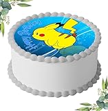 Tortenbild, Zuckerbild kompatibel mit Pokemon Pikachu, Essbares Foto für Torten, Tortenbild zum Geburtstag, Tortenaufleger Ø 20cm - 0065z.3