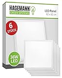 HAGEMANN® 6 x LED Panel Rasterleuchte 62x62cm 36 Watt 4140lm Lichtpanel für Odenwalddecke Kassettendecke Rasterdecke Systemdecke Armstrongdecke