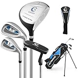 GYMAX Komplettes Golf-Set für Kinder Jugend von 11-13 Jahren, Golfschläger-Set mit Tasche, Golfschlägersätze inkl. 3# Fairway-Holz, 7#Zink-Eisen, 9# Zink-Eisen, Putter