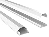 RICOO Kabelkanal aus Aluminium Universal Z0100-W Kabelführungssystem für Fussboden und Wand Wandleiste Kabelklemme Oberputzinstallation Kabelrinnen Leitungskanal, Weiss