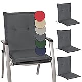 Beautissu 4 er Set Niedriglehner Auflage Gartenstuhl 100x50x6 cm Loft NL - Sitzkissen Niederlehner Rückenkissen niedrig Stuhlkissen Schaumkern Füllung Kissen Graphitgrau