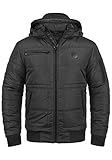 Blend BHBoris Herren Winterjacke Steppjacke Jacke gefüttert mit abnehmbarer Kapuze Reißverschlusstaschen Regular fit, Größe:XL, Farbe:Black (70155)