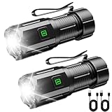 GOMETY 2 Stück Mini Taschenlampe Led Aufladbar, 1000LM Aluminium Taschenlampe Klein, Taschenlampe Extrem Hell mit 7 Modi IPX6 Wasserdicht für Camping, Outdoor, Notfälle