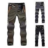 IQYU Trekkinghose Herren Winter Wanderhose Herren GefüTtert Wasserdicht Softshellhose Premium Outdoorhose Winddicht Atmungsaktive Arbeitshose Thermofutter Mit ReißVerschlusstaschen Slim Fit