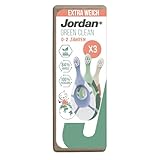 Jordan ® | Step 1 Green Clean | Nachhaltige Babyzahnbürste für das Alter von 0-2 Jahren | Extra weiche Borsten auf Biobasis, 84% recycelter Griff, weicher Beißring | 3er-Pack