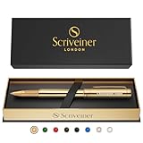 Scriveiner Gold Personalisierter Stift - Atemberaubender Luxus Tintenroller mit Gold Finish, Schmidt Tinte, Bestes Graviertes Tintenroller Geschenkset, Custom Name Gravur