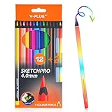 Buntstifte für Erwachsene und Kinder, 12+2 Bundstifte Set, Sketchpro 4.0mm Farbstifte