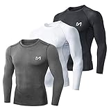 MEETYOO Kompressionsshirt Herren, Funktionsshirt Langarm Fitnessshirt Männer Sportshirt Atmungsaktiv Laufshirt für Laufen Jogging Sport Turnhalle