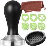 Practimondo 51mm Espresso Tamper Set inkl. Tampermatte und Deko-Schablonen - Der Deluxe Kaffeemehlpresser für Siebträger Kaffeemaschine - Premium Barista Edelstahl Kaffeedrücker Espresso-Stempel