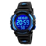 Dayllon Digitaluhr Kinder Uhren für Jungen Armbanduhr Kinder Outdoor Sport 50M Wasserdicht Elektronische 12/24 H Wecker Stoppuhr/Kalender/LED-Licht/Datum Junge Mädchen Blue Black X(8-15 Year Old)