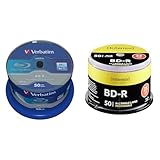 Verbatim BD-R SL Blu Ray Rohlinge, Datalife Blu Ray Disc mit 25 GB Datenspeicher, kompatibel mit Blu Ray Playern und Brennern sämtlicher Hersteller, 50er Pack Spindle & Blu-Ray, 25GB - 50er Spindel