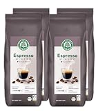 LEBENSBAUM 4 x Espresso Minero ganze Bohne, Bio-Röstkaffe aus 100% Arabica-Bohnen, kräftig intensiver Geschmack, satte Crema, 4 x 1 kg