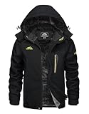 KEFITEVD Arbeitsjacke Herren Winter Warm Jacke Wasserdicht Softshelljacke Angeljacke Viele Taschen Fleece Allwetterjacke Outdoor Thermo Wanderjacke Schwarz L