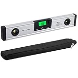 Neoteck Wasserwaage Digitaler LCD Wasserwaage 16 Zoll 400mm LED Winkelschmiege mit V-Nut Magnetfuß, Audioanzeige, 4 Einstellmodi Angle Measurement Tool für Dächer, Geländer, Rampen