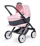 Smoby – Maxi Cosi 3in1 Multifunktions-Puppenwagen Rosa - für Puppen bis 42 cm – wandelbarer Puppenwagen für unterschiedliche bedürfnisse im Quinny-Design, für Kinder ab 3 Jahren