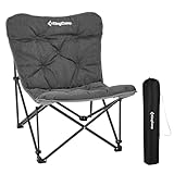 KingCamp Campingstuhl faltbar leicht Camping Stuhl hochlehner Gartenstuhl bequem Gepolster campingstuhl XXL mit Tasche Relaxsessel für Camp Garten Balkon Strand Outdoor Butterfly Campingstuhl，Grey