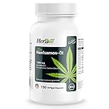 BIO Hanföl Kapseln(Cannabis Sativa)-1000mg reines Hanfsamenöl-hochdosiert, kaltgepresst und Laborgeprüft. 130 SoftgelKapseln- Pflanzliche Quelle und Premium Inhaltsstoffe von HerbBio.