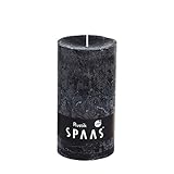 Spaas Rustik, geruchlos, 70, Schwarz, 6 Stück 6 Rustikale Stumpenkerze 68/130 mm, ± 60 Stunden, ohne Duft, Paraffinwachs, 7 cm, 6