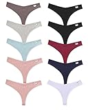 FINETOO 10er Damen Baumwoll Strings Set Tanga Unterhosen Frauen Weich Unterwäsche Niedrige Taille Slips Atmungsaktive Pants S-XL