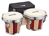 Rockjam RJ-100301 7 'und 8' Bongo Set mit gepolsterter Tasche und Tuning-Schraubenschlüssel rot und natürlicher Streifen