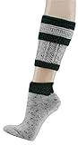 krautwear Herren Trachtenstrümpfe Trachtensocken Loferl 2tlg (Wadenwärmer + Socken) Tweedgarn mit 30% Wolle Wärmend Trachtenmode Oktoberfest Karneval (grgrü 39-42)