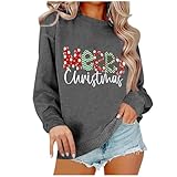 FGVFCS Weihnachtspullover für Damen, Weihnachtspullover, lustiger Buchstabendruck, Oberteil, Oversize-Pullover, lässig, einfarbig, langärmelig, Rundhalsausschnitt, Outwear, Büro, Arbeit, 01