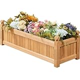 Yaheetech Hochbeet Pflanzkasten Blumenkasten 110,5 cm L × 40 cm B × 35,5 cm aus Tannenholz mit Entwässerung, Gartenbeet Gemüsebeet Pflanzbeet Kräuterbeet für Garten Terrasse Balkon, Hellbraun