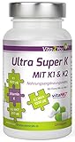 Ultra Super K - 3 Vitamin K Formen - 120 Kapseln - Vitamin K2 und K1 - MK4 & MK7 - Hochdosiert - Premium Qualität