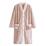 rtdgcv Damen-Flanell-Nachthemd mit langen Ärmeln, /Winter-Nachtwäsche, gemütliche Flanell-Robe für Damen Frottee Bademantel Damen Flauschig Frottee Bademantel Mikrofaser Bademantel Damen (XL)