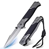 Rolgno Taschenmesser Klappmesser, Edelstahl Tragbares Outdoor Messer, rutschfeste EDC Einhandmesser Survival Messer mit Liner-Lock & Taschenclip, Männer Geschenk