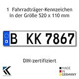 Euro-Kennzeichen | Kfz Kennzeichen DIN-zertifiziert für Deutschland (520x110 mm) (schwarze Schrift)