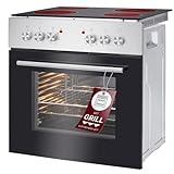 Bomann® Backofen mit Ceranfeld | 50°C - 250°C | Grill & Ober-/Unterhitze | 4 Kochfelder | Backofen mit 60cm Kochfeld | Einbaubackofen mit 61L | Backofen Set | Glastür 3-Fach verglast | EHBC 7935 IX