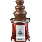 Gadgy Schokobrunnen 3-stufig - Schoko Brunnen aus Edelstahl - Schokoladenbrunnen Retro-Look - Schokoladen Fondue 90 Watt - Chocolate Fountain Rot