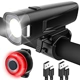 LED Fahrradlicht Set, StVZO Zugelassen Fahrrad Licht, 11H Akkulaufzeit USB Aufladbar Fahrradlampe, IPX5 Wasserdicht Fahrradbeleuchtung Set, Fahrrad Beleuchtungsset LED mit Frontlichter & Rücklicht