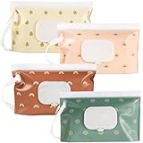 SANNIX Feuchttücher Tasche für Babys, 4 Feuchttücher Tasche für Unterwegs Feuchttücherbeutel für Babys Tragbar Wiederverwendbar Wet Wipe Tasche Baby Feuchttuchspender(Böhmen)