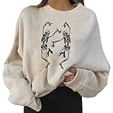 Hoodie Pullover Farbblock Damen Kapuzenpullover Oversize Lässiges Pulli Sweater Kausalen Swing Sweatshirt