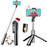 Bluetooth Selfie Stick Stativ, Gritin 3 in 1 Erweiterbar Selfie-Stange Stab mit Kabelloser Fernbedienung, Tragbar Monopod Handyhalter mit Tragtasche für iPhone 14/13/12, 4,7 bis 6,5 Zoll Smartphones