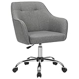 SONGMICS Bürostuhl, bequemer Drehstuhl, ergonomischer Sitz, höhenverstellbar, Belastung 120 kg, Rahmen aus Stahl, Leinenimitat, für Büro, Grau OBG019G01