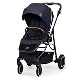 Kinderkraft Kinderwagen ALLROAD, Sportwagen, Kinderbuggy, Liegebuggy, Zusammenklappen, Liegeposition, mit UPF 50+ Filter, Zwei Fahrtrichtungen, Federung an 4 Rädern, für Kinder, Blau