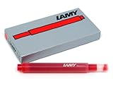 LAMY T 10 Tinte 825 – Tintenpatrone mit großem Tintenvorrat in der Farbe Rot für alle Lamy Patronenfüllhaltermodelle – 5 Stück / 1,25 ml